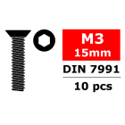 CORALLY STEEL SCREWS M3 X 15MM HEX FLAT HEAD 10 PCS