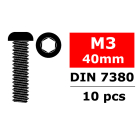 CORALLY HEX BUTTON HEAD SCREW M3X40 STEEL 10 PCS