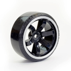 FASTRAX 1/10 STREET/DRIFT TYRE 6-SPOKE WHEEL (6MM OFFSET) - BLACK WITH WHITE TRIM