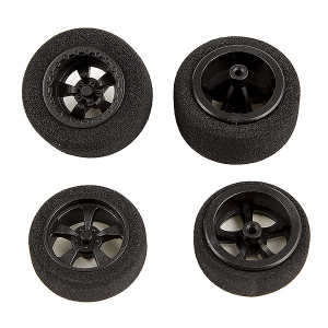 TEAM ASSOCIATED DR28 WHEELS & TYRES MOUNTED (F & R) BLACK