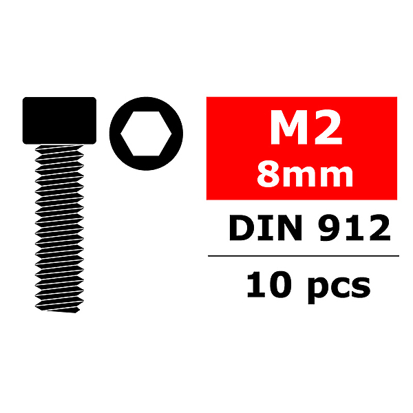 CORALLY STEEL SCREWS M2 X 8MM HEX SOCKET HEAD 10 PCS