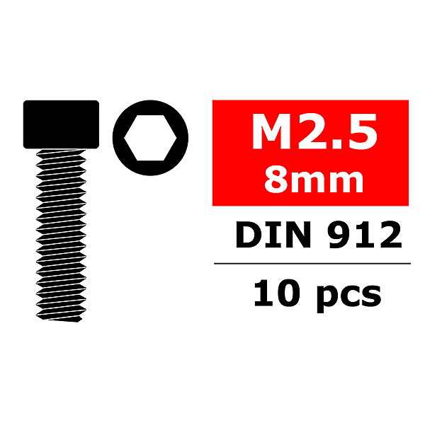 CORALLY STEEL SCREWS M2. 5 X 8MM HEX SOCKET HEAD 10 P