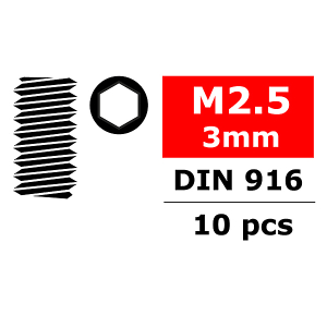 CORALLY STEEL SET SCREWS M2.5 X 3MM HEX 10 PCS