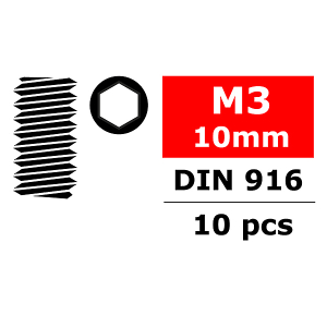 CORALLY STEEL SET SCREWS M3 X 10MM HEX 10 PCS