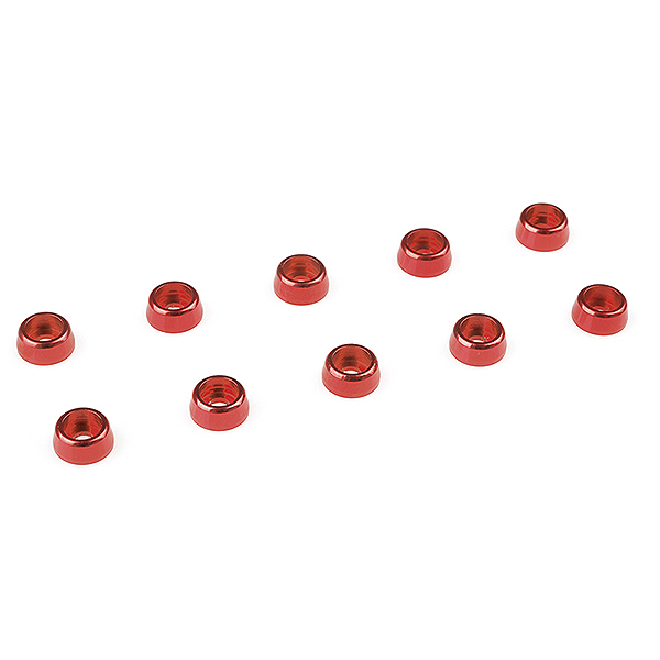 CORALLY ALUMINIUM WASHER FOR M2 SOCKET HEAD SCREWS OD=6MM RED 10PCS