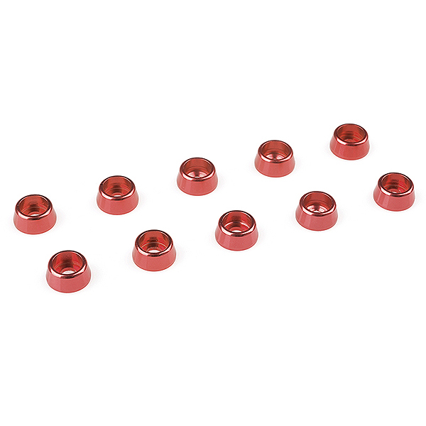 CORALLY ALUMINIUM WASHER FOR M2.5 SOCKET HEAD SCREWS OD=7MM RED 10PCS