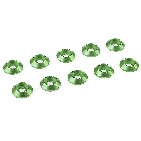 CORALLY ALUMINIUM WASHER FOR M3 BUTTON HEAD SCREWS OD=10MM GREEN 10PCS