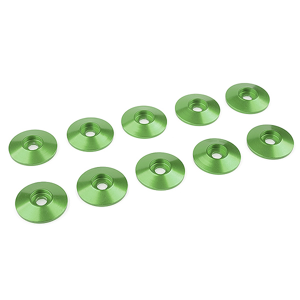 CORALLY ALUMINIUM WASHER FOR M3 BUTTON HEAD SCREWS OD=15MM GREEN 10PCS