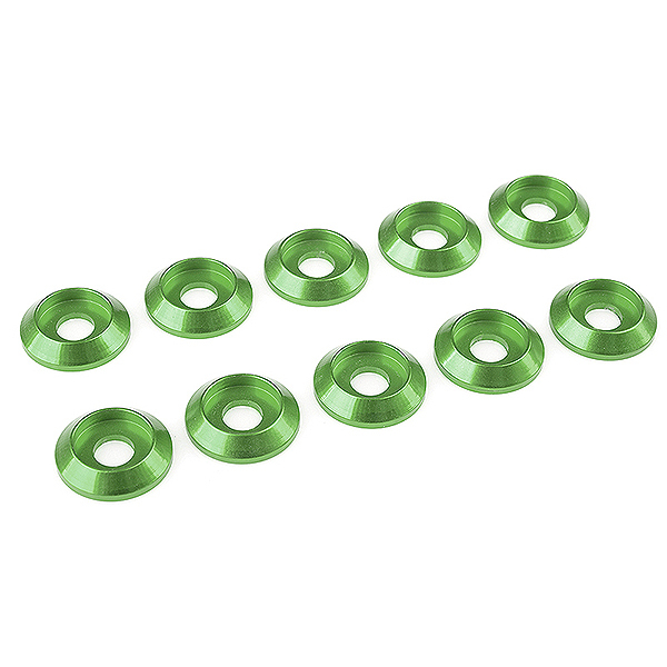 CORALLY ALUMINIUM WASHER FOR M4 BUTTON HEAD SCREWS OD=12MM GREEN 10PCS