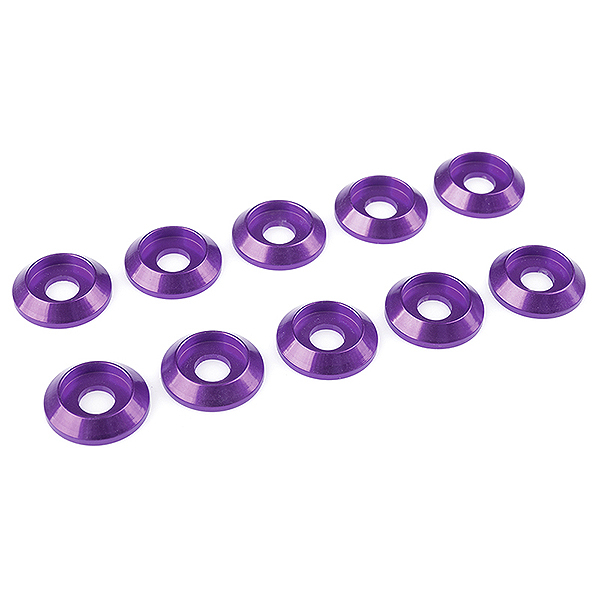 CORALLY ALUMINIUM WASHER FOR M4 BUTTON HEAD SCREWS OD=12MM PURPLE 10PCS