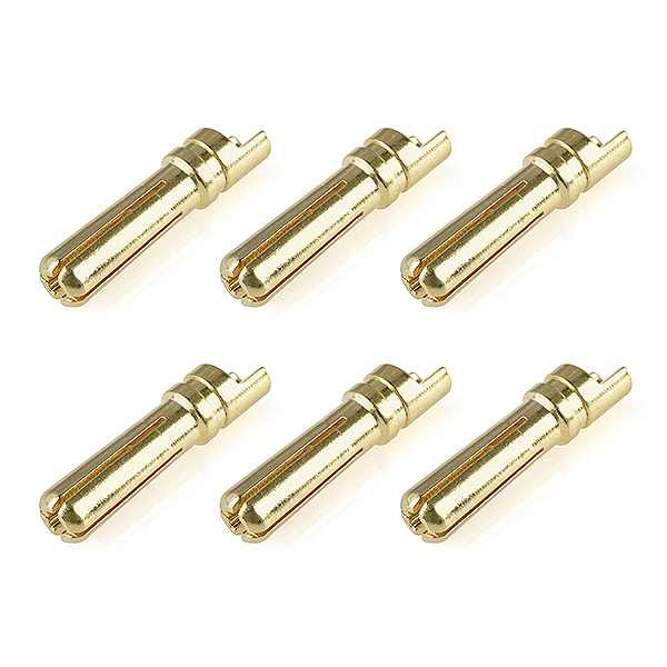 CORALLY BULLIT CONNECTOR 4.0MM MALE SOLID TYPE GOLD PLATED ULTRA LOW RESISTANCE WIRE STRAIGHT 6PCS