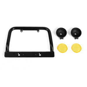 RC4WD STEEL PUSH BAR FRONT BUMPER W/YELLOW FLOOD LIGHTS FOR GELANDE II 2015 LAND ROVER DEFENDER D90